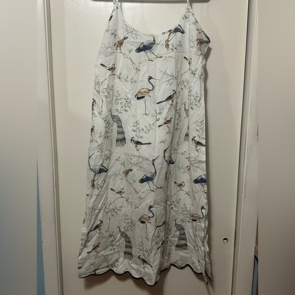 Heidi Carey - Women’s Bird Print Slip Chemise, White